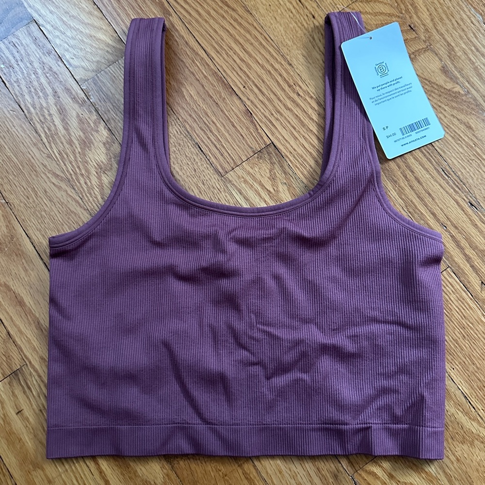 NWT Athleta small pink Aurora Scoop Crop Tank ribbed
